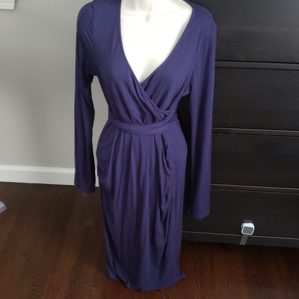 V Neck Tie Bow Maternity Dress
